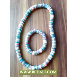 Multi Color Button Shells Stretch Necklace